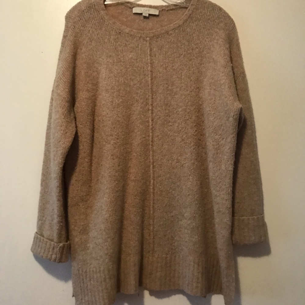 Split hem Loft camel colored sweater